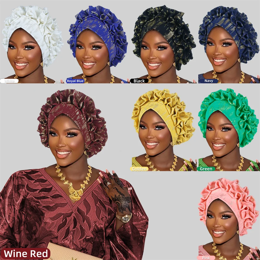 Fashion Women Elastic Ruffle Flower African Turban Cap Lady Head Wraps Nigerian Wedding Auto Gele Headtie Party Headpiece
Fashion Women Elastic Ruffle Flower African Turban Cap Lady Head Wraps Nigerian Wedding Auto Gele Headtie Party Headpiece