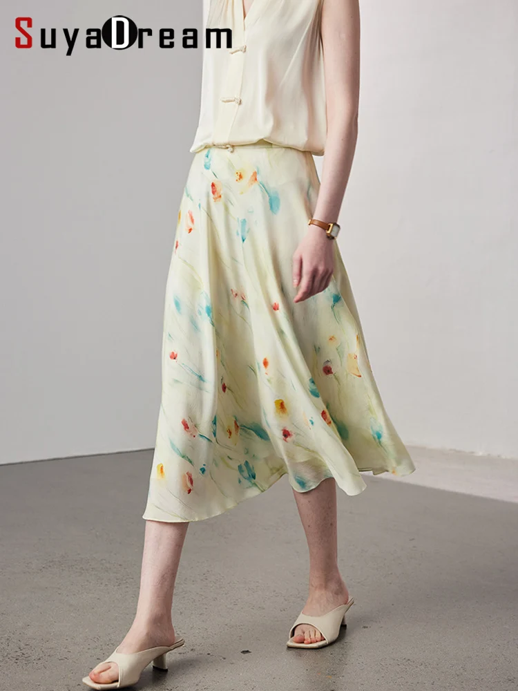 SuyaDream Women Long Skirt, 100%Real Silk, A-line, Floral Printed Skirts, 2025 Spring Summer Chic Bottoms, Lemon
SuyaDream Women Long Skirt, 100%Real Silk, A-line, Floral Printed Skirts, 2025 Spring Summer Chic Bottoms, Lemon