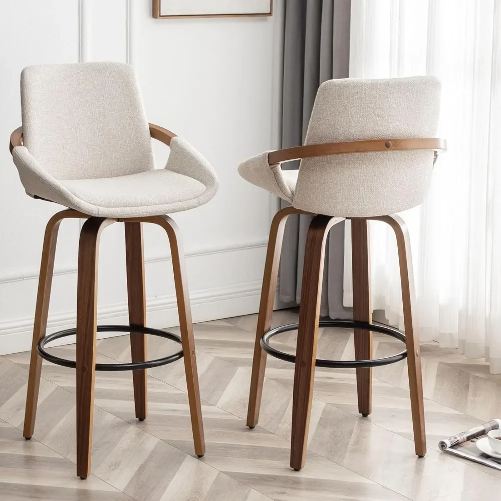 Barstool Set of 2, Retro Chairs Charcoal Linen Look Fabric Upholstered and Walnut Wood Frame, Barstool
Barstool Set of 2, Retro Chairs Charcoal Linen Look Fabric Upholstered and Walnut Wood Frame, Barstool