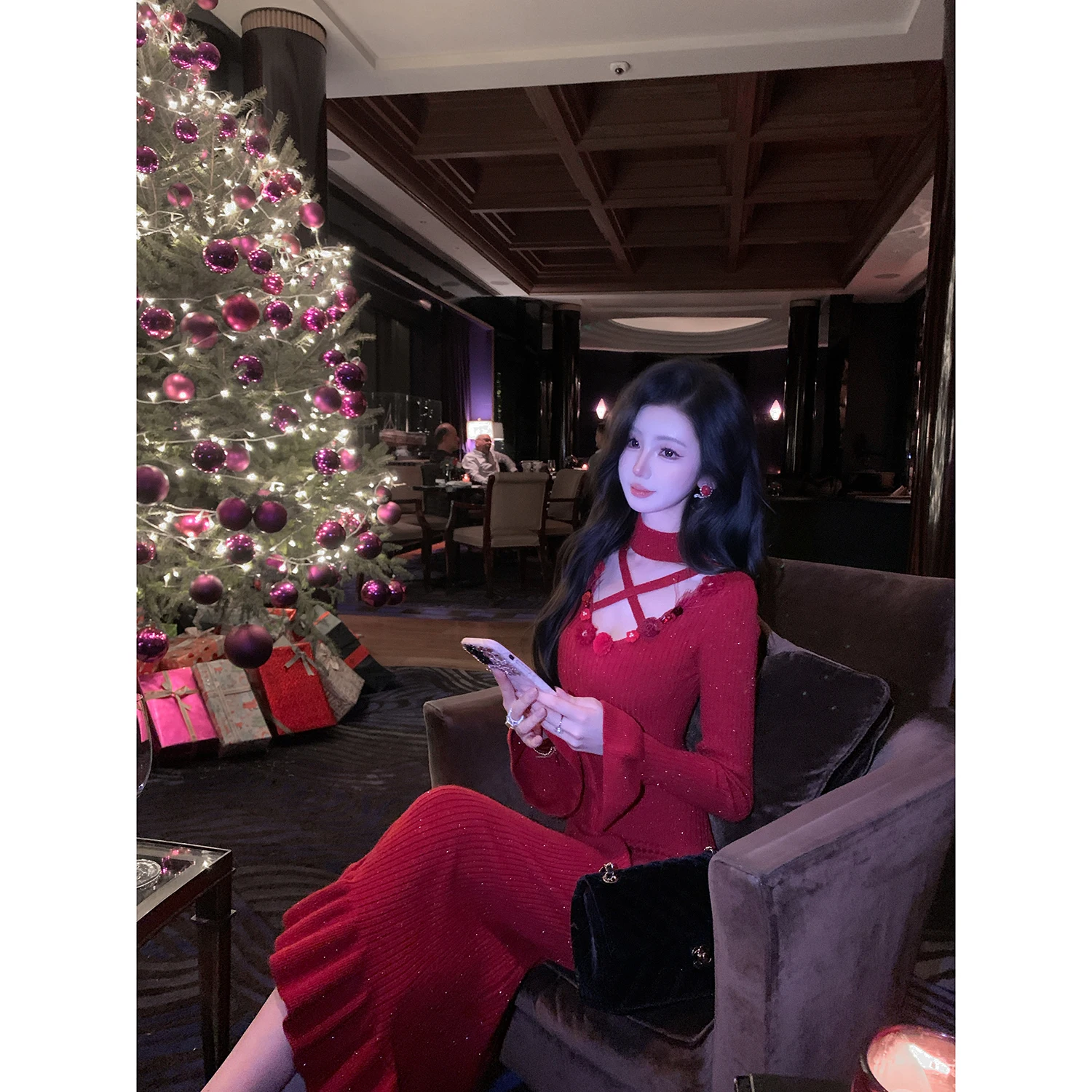 Sy Red High Collar Knitted Fi Tail Dr Sexy Waist Cinched Long Sve Maxi Dr for New Year Cisas Autumn Winter
Sy Red High Collar Knitted Fi Tail Dr Sexy Waist Cinched Long Sve Maxi Dr for New Year Cisas Autumn Winter