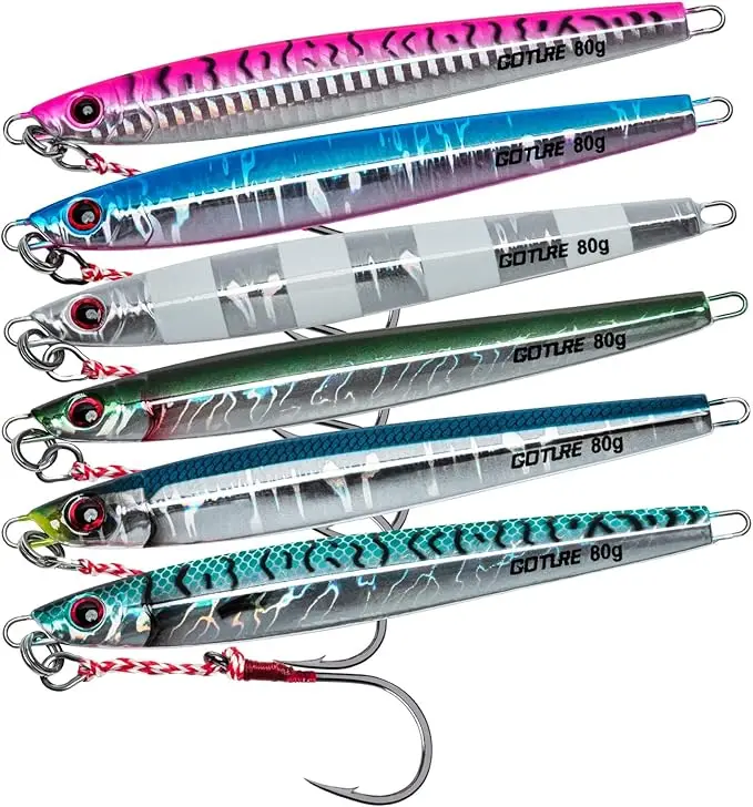 Goture 6pcs Fishing Lure Fast Jig Set 60g 80g 100g 150g Jigbait Seafishing Throw Jig Luminous Metal Artificial Bait Saltwater
Goture 6pcs Fishing Lure Fast Jig Set 60g 80g 100g 150g Jigbait Seafishing Throw Jig Luminous Metal Artificial Bait Saltwater