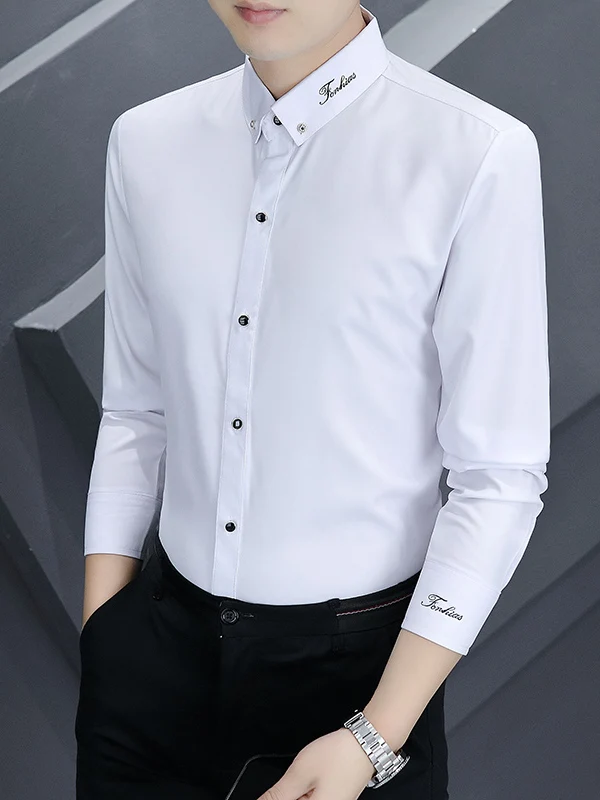 Pure White Long Sve Busin Casual irt Мужская вышитая буква с вышивкой Slim Fit против морщин Haome irt Spring Au...
Pure White Long Sve Busin Casual irt Мужская вышитая буква с вышивкой Slim Fit против морщин Haome irt Spring Au...