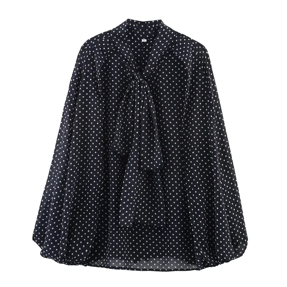 2025 New women's bow embellished cape style shirt with polka dots for spring and summer new casual women's clothing
2025 New women's bow embellished cape style shirt with polka dots for spring and summer new casual women's clothing