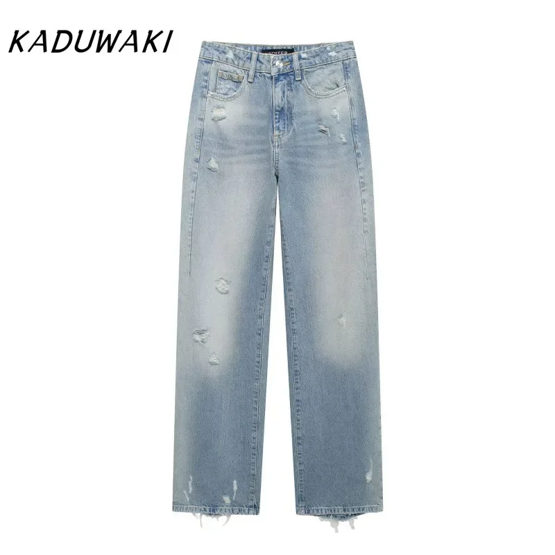 KADUWAKI Summer Gothic Denim Pants Old Blue Washed Women Jean Straight Casual Womenwear Loose Wide Leg Trousers 2025 New Fashion
KADUWAKI Summer Gothic Denim Pants Old Blue Washed Women Jean Straight Casual Womenwear Loose Wide Leg Trousers 2025 New Fashion