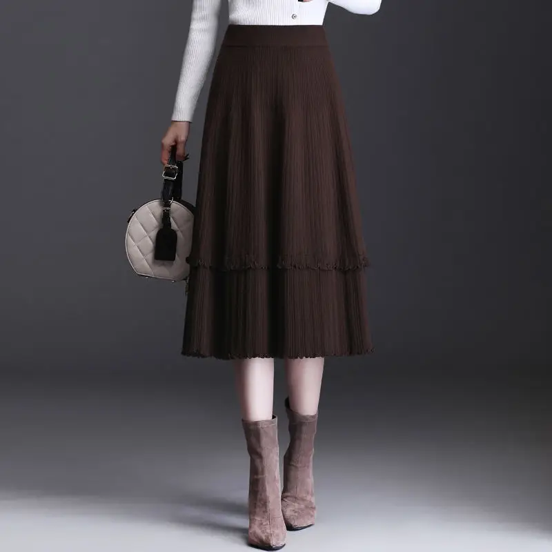 Solid Color Knit Skirt Women A-line Autumn Dress Korean Version of Winter High Waist Loose Fit in The Long Section T819
Solid Color Knit Skirt Women A-line Autumn Dress Korean Version of Winter High Waist Loose Fit in The Long Section T819