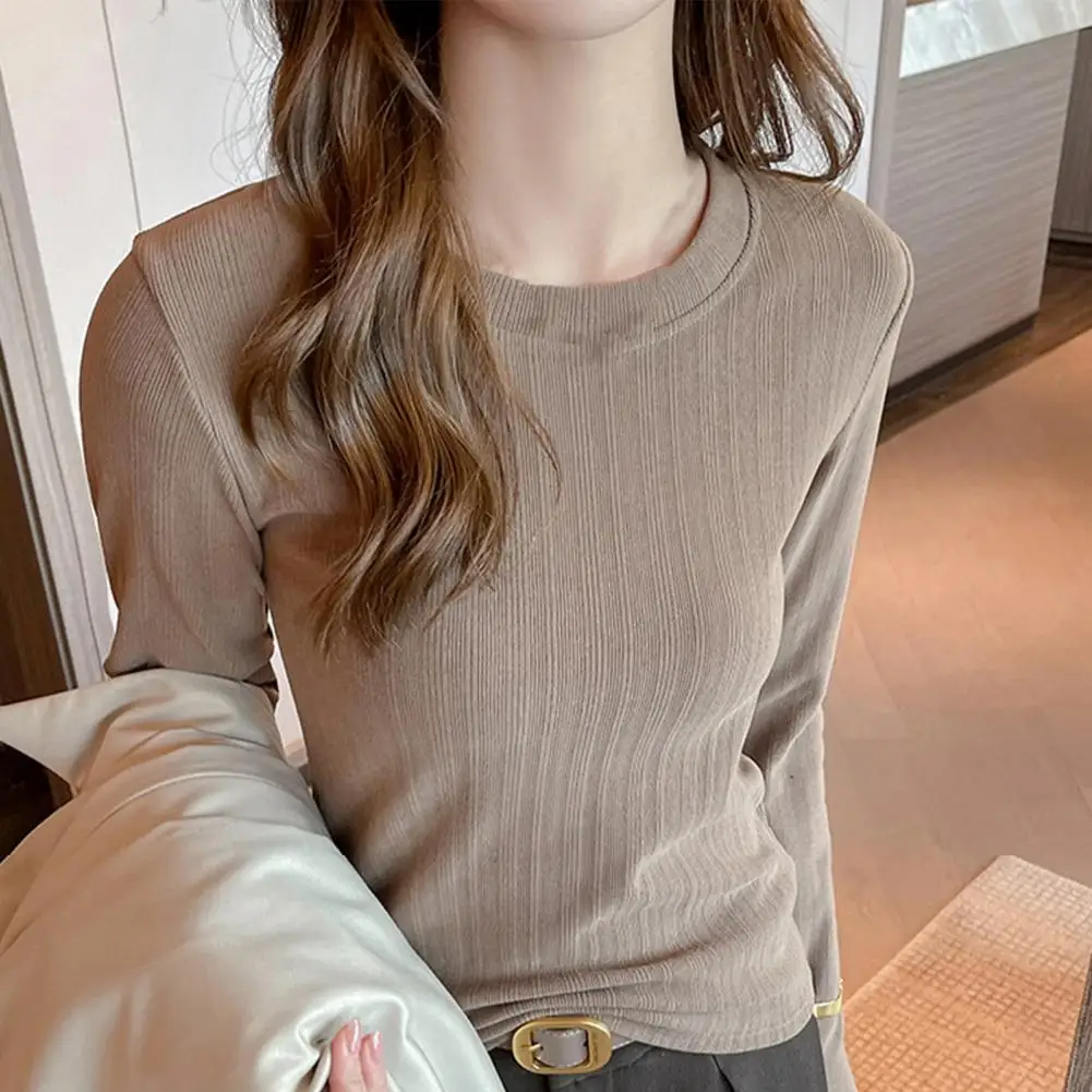 Women Blouse Stylish Women's Ribbed Texture Long Sleeve Tee Shirt Slim Fit Pullover Top with Round Neck Solid Color for Trendy
Women Blouse Stylish Women's Ribbed Texture Long Sleeve Tee Shirt Slim Fit Pullover Top with Round Neck Solid Color for Trendy