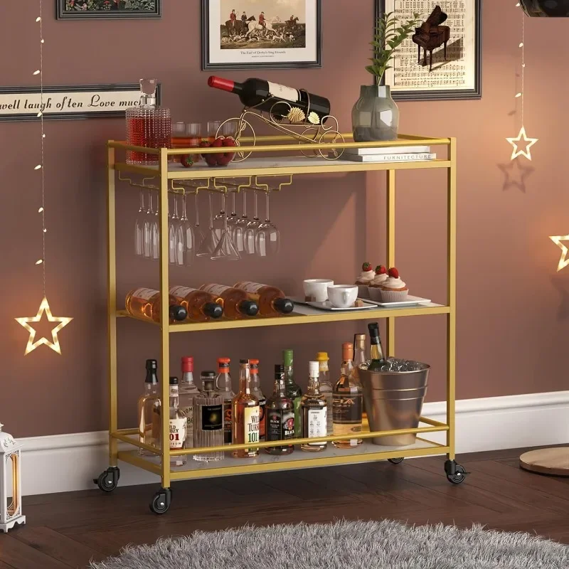 Bar Cart Gold, 3 Tier Wine Rolling 12 Glass Holders and 4 Wine Rack Cart with Lockable Wheels,
Bar Cart Gold, 3 Tier Wine Rolling 12 Glass Holders and 4 Wine Rack Cart with Lockable Wheels,