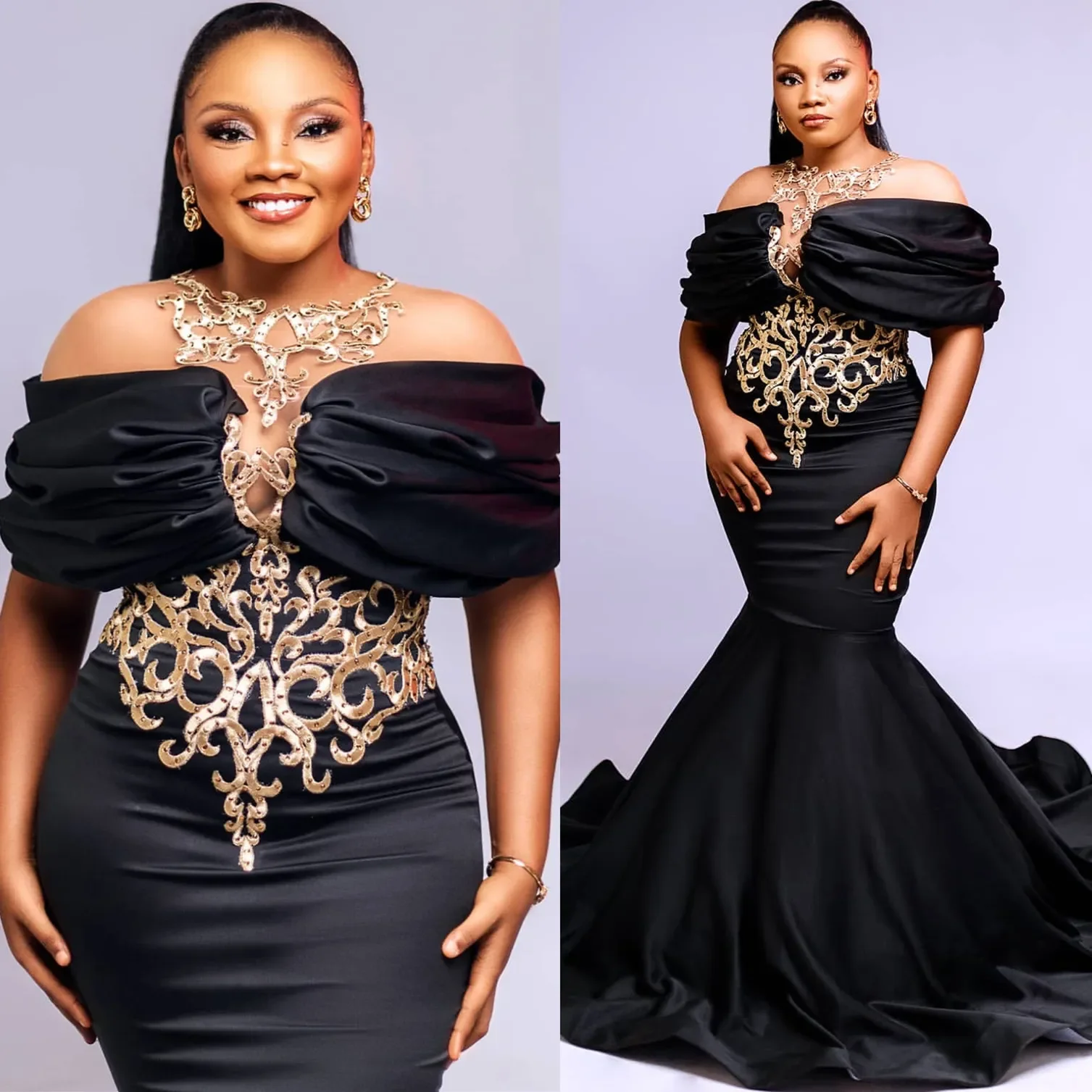 Luxury Black Mermaid Prom Dresses Lace Satin Sheer Neck Evening Formal Party Second Reception Birthday Gowns Dress For Special
Luxury Black Mermaid Prom Dresses Lace Satin Sheer Neck Evening Formal Party Second Reception Birthday Gowns Dress For Special
