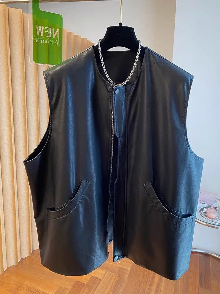 Spring and Summer New Women's Vest Loose Casual Round Neck PU Leather Vest
Spring and Summer New Women's Vest Loose Casual Round Neck PU Leather Vest