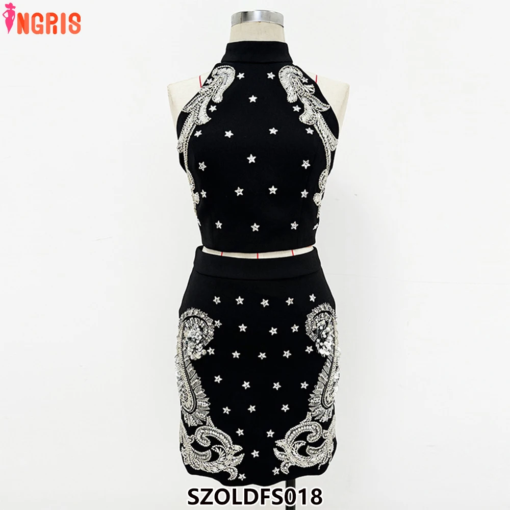 Sexy Set Beaded Diamond Sleeveless Crop Top and Mini Skirt 2 Piece Set for Women-SZOLDFS018 
Sexy Set Beaded Diamond Sleeveless Crop Top and Mini Skirt 2 Piece Set for Women-SZOLDFS018