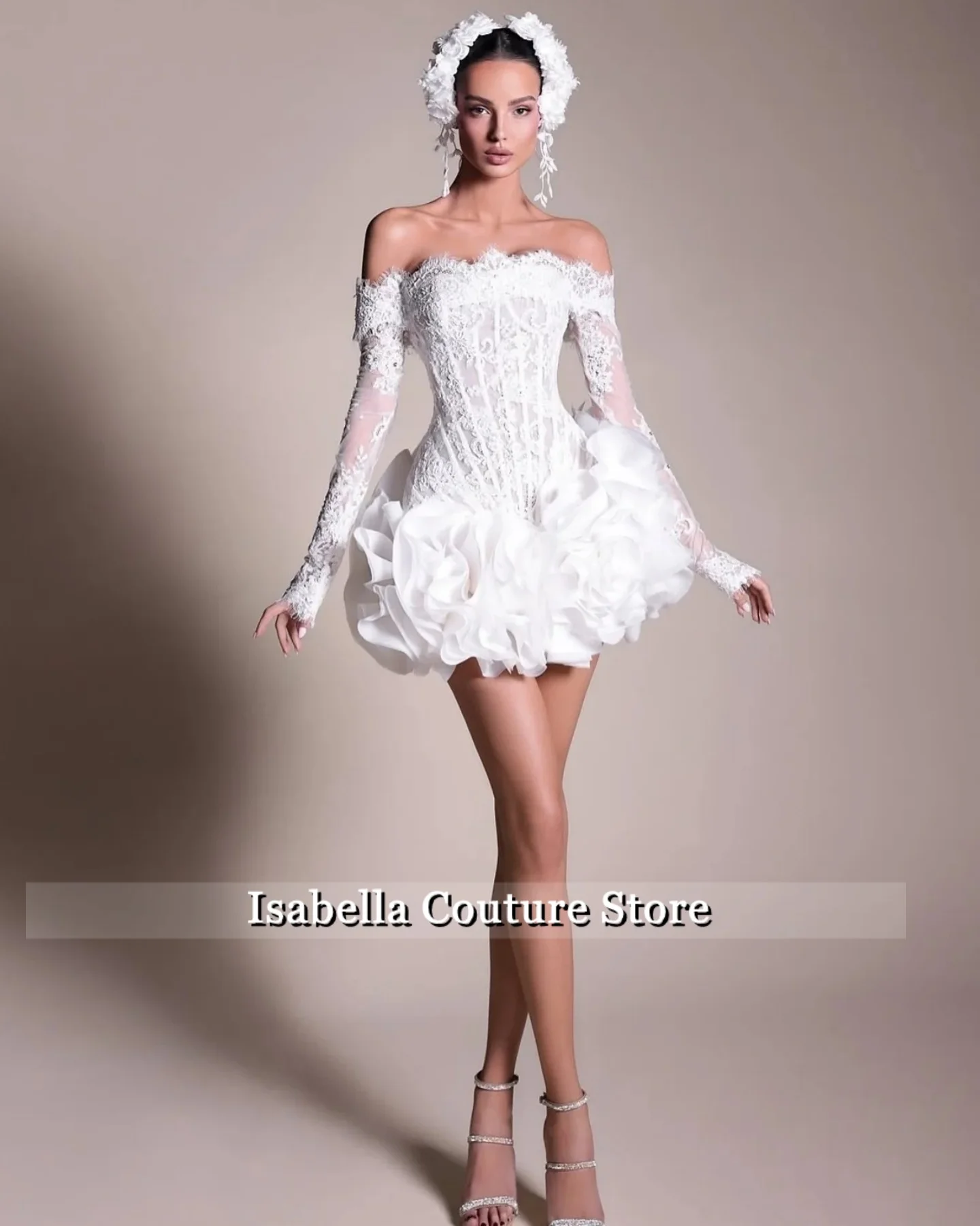 New White Lace Luxurious Short Women Evening Dresses 2025 Dubai Off Shoulder Long Sleeves Party Gown Chic Prom Dress Customized
New White Lace Luxurious Short Women Evening Dresses 2025 Dubai Off Shoulder Long Sleeves Party Gown Chic Prom Dress Customized