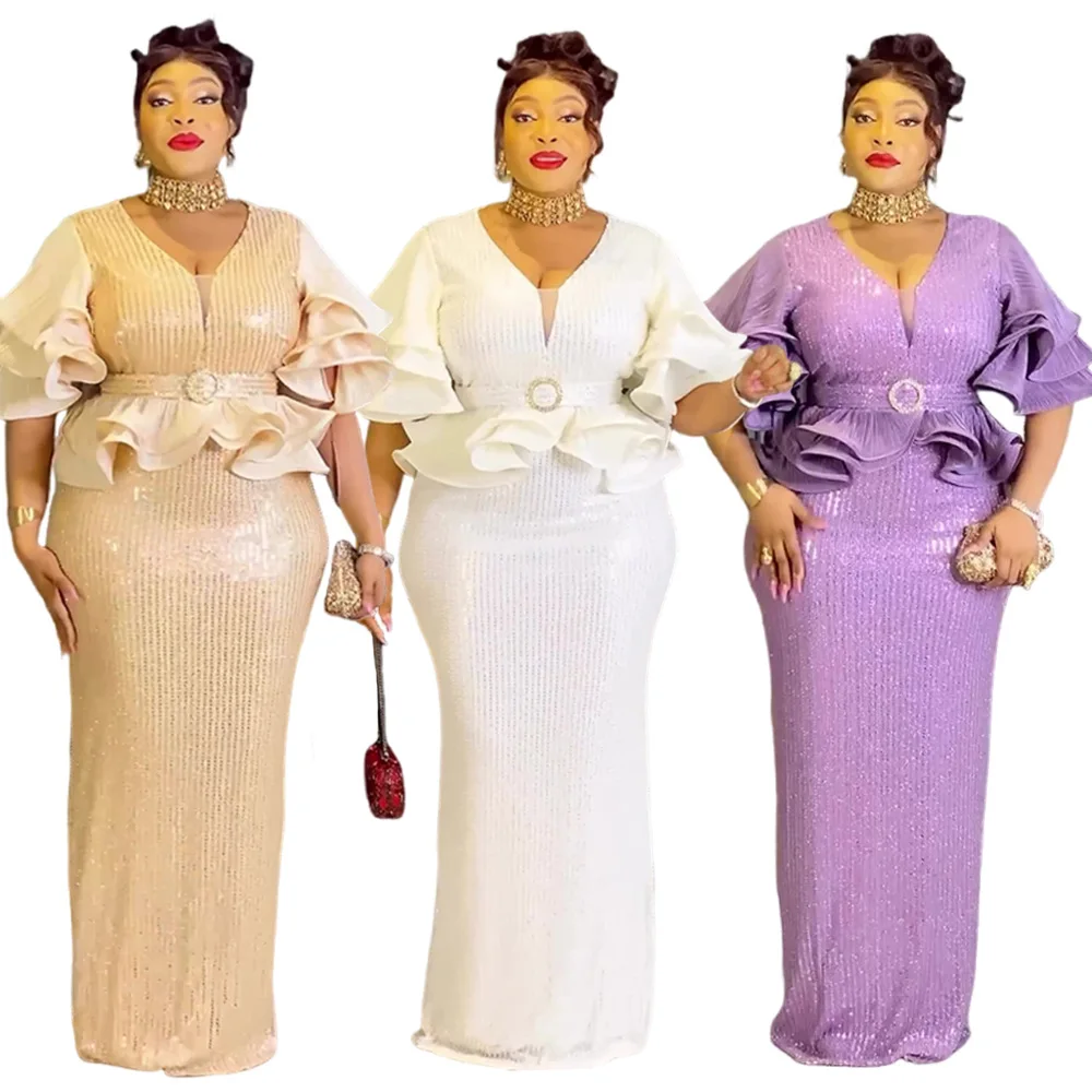 Plus Size African Dresses for Women Elegant 2026 Sequin Half Sleeve V-neck Polyester Long Bodycon Dress Outfits Africa Clothing
Plus Size African Dresses for Women Elegant 2026 Sequin Half Sleeve V-neck Polyester Long Bodycon Dress Outfits Africa Clothing