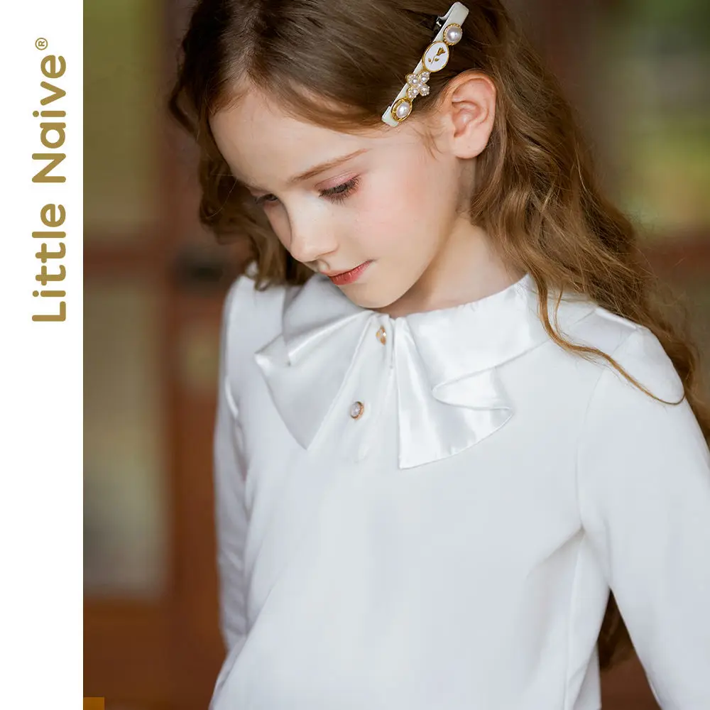 Autumn Girls' Bottom Shirt Bow Neck Long Sleeve T-shirt White French Fashion Children's Top girl clothes
Autumn Girls' Bottom Shirt Bow Neck Long Sleeve T-shirt White French Fashion Children's Top girl clothes