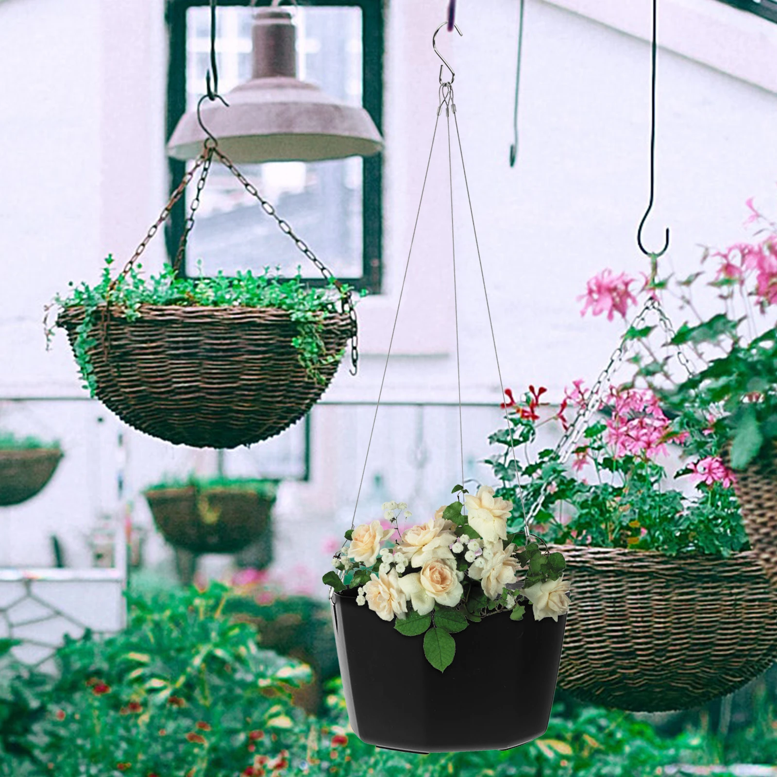 2Pcs Hanging Flower Pots Night Black Plastic Planters with Steel Chains for Succulents Violets Balcony Terrace
2Pcs Hanging Flower Pots Night Black Plastic Planters with Steel Chains for Succulents Violets Balcony Terrace