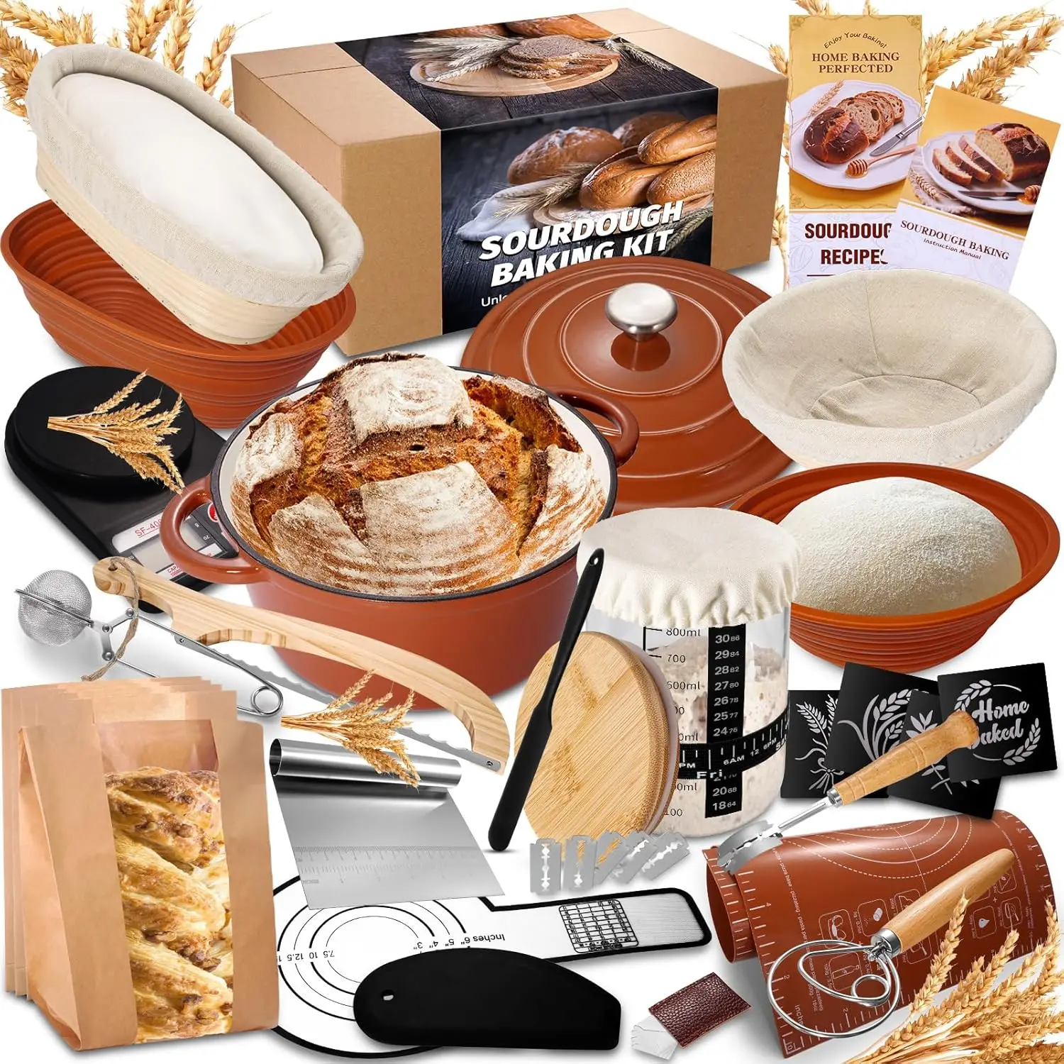 Complete Sourdough Starter Kit with Cast Iron Pot, Proofing Baskets & Tools
Complete Sourdough Starter Kit with Cast Iron Pot, Proofing Baskets & Tools