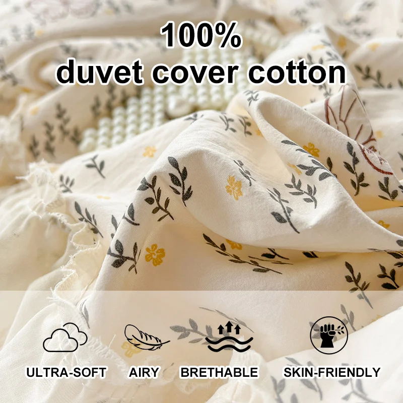 Duvet Cover Cotton 4Pcs Set (1 Cover+2 Cases+1 Sheet) Korean Washed Soft French Lace Attachment Breathable No Filler
Duvet Cover Cotton 4Pcs Set (1 Cover+2 Cases+1 Sheet) Korean Washed Soft French Lace Attachment Breathable No Filler