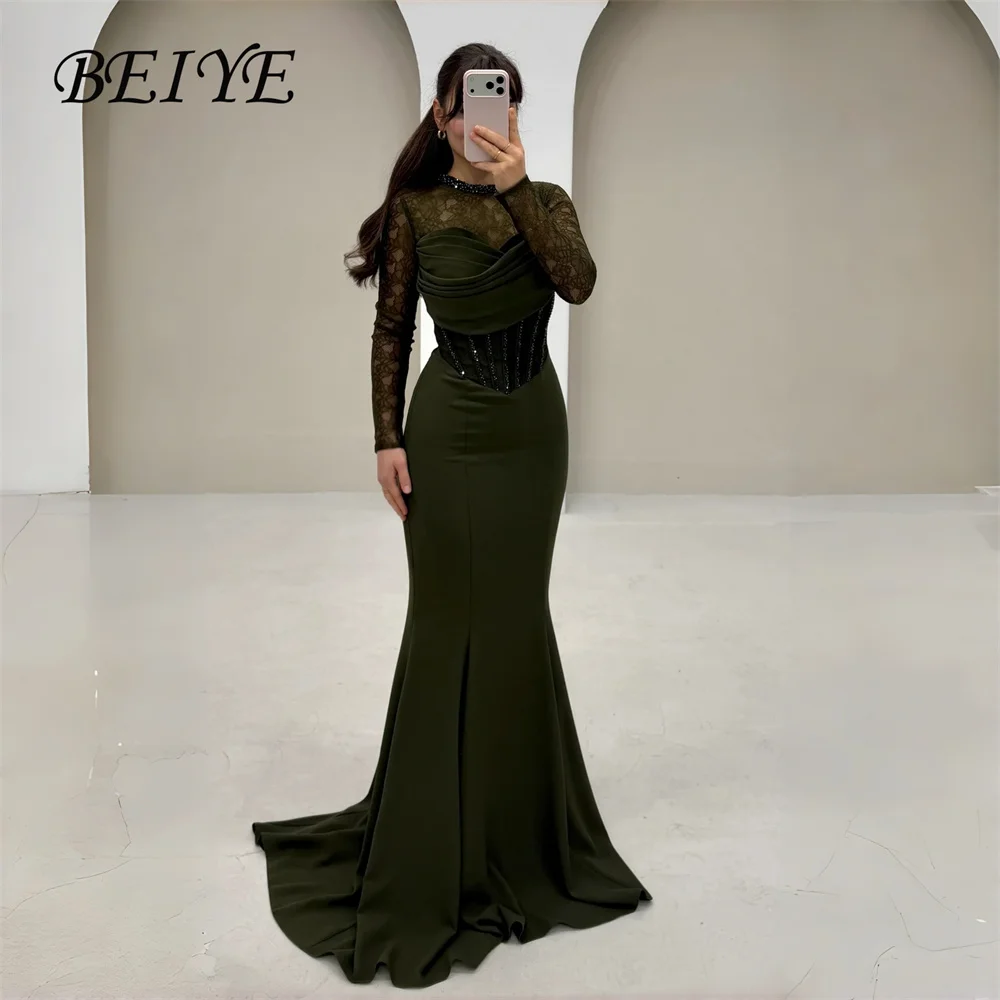 Вечернее платье-русалка BEIYE Classic с длинными рукавами и кружевом, женское, 2026, с бисером и плиссировкой, для выпускного вечера, на заказ
Вечернее платье-русалка BEIYE Classic с длинными рукавами и кружевом, женское, 2026, с бисером и плиссировкой, для выпускного вечера, на заказ