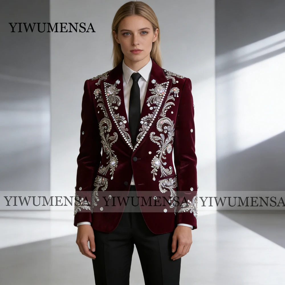 Brilliant Diamond Beaded Suits Women 2 Pieces Single Breasted Velvet Blazers Customized Bride'S Mother Dress Lady Party Attire
Brilliant Diamond Beaded Suits Women 2 Pieces Single Breasted Velvet Blazers Customized Bride'S Mother Dress Lady Party Attire