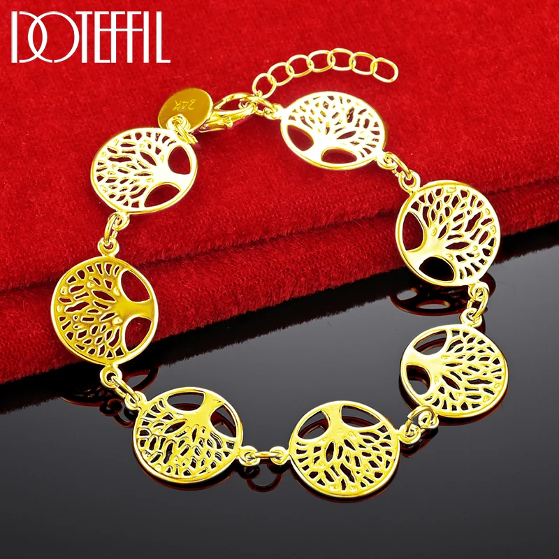 DOTEFFIL 24K Gold Tree of Life Chain Bracelet For Women Wedding Engagement Party Fashion Jewelry
DOTEFFIL 24K Gold Tree of Life Chain Bracelet For Women Wedding Engagement Party Fashion Jewelry