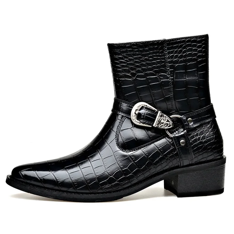 Big Size Buckle Designer Leather Chelsea Boots Men Fashion Casual Black Autumn Witner Dress Shoes Man Stone Pattern Ankle Boots
Big Size Buckle Designer Leather Chelsea Boots Men Fashion Casual Black Autumn Witner Dress Shoes Man Stone Pattern Ankle Boots