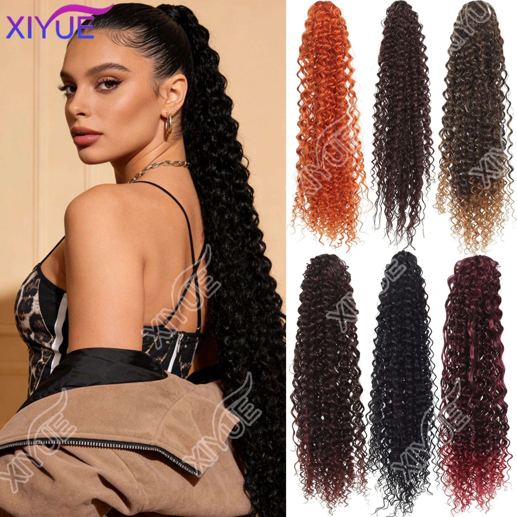 XIYUE Synthetic Claw Clip On Ponytail Extensions Black Brown Long Curly Ponytail for Women Daily Use
XIYUE Synthetic Claw Clip On Ponytail Extensions Black Brown Long Curly Ponytail for Women Daily Use