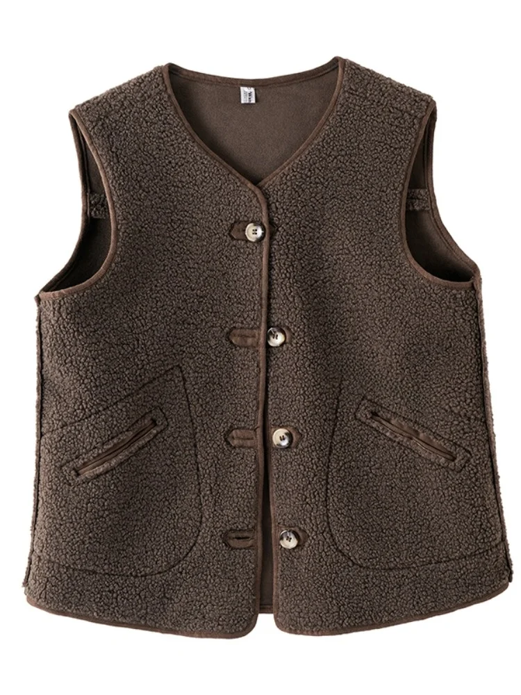 Faionable Outerwear Lamb Fur Vest Women's Winter Small Size Layered Wear Svel oulder Pad Top Warm V-Ne Polyester
Faionable Outerwear Lamb Fur Vest Women's Winter Small Size Layered Wear Svel oulder Pad Top Warm V-Ne Polyester