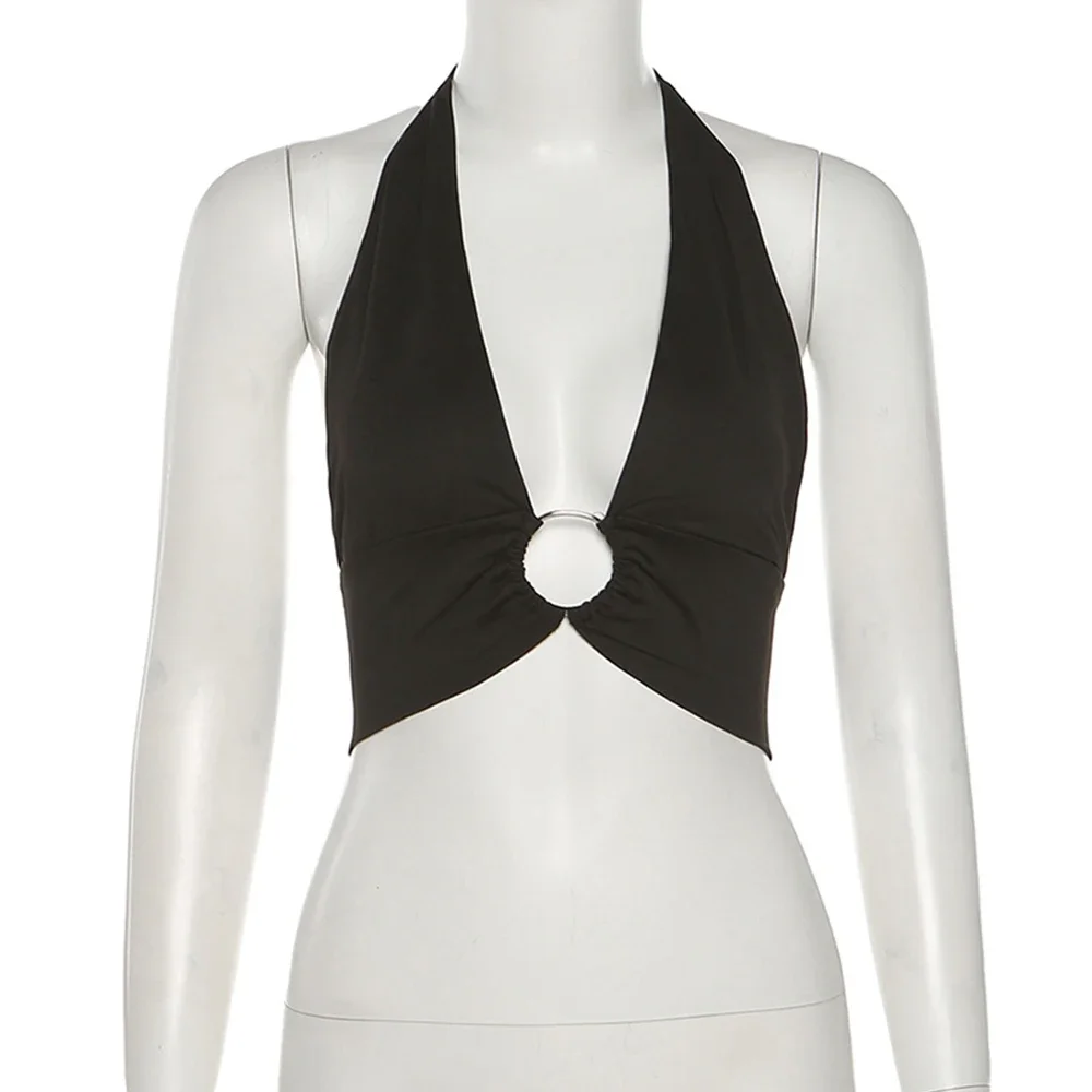 Sexy Wrap Deep V Neck Tank Women Y2K Ring Halter Neck Vest Crop Top With Ring Backless Bandage Tank Party Club Beach Tops Summer
Sexy Wrap Deep V Neck Tank Women Y2K Ring Halter Neck Vest Crop Top With Ring Backless Bandage Tank Party Club Beach Tops Summer