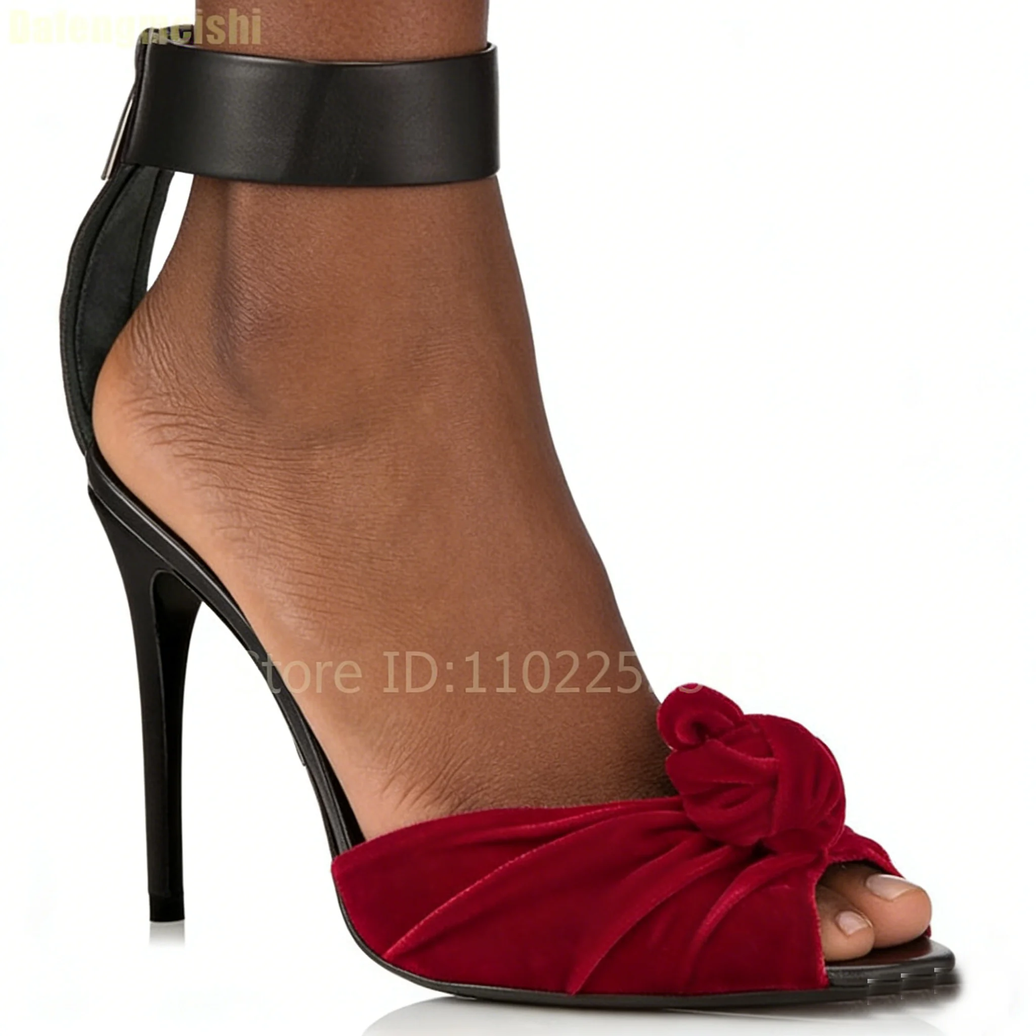 Women's Velvet High Heel Sandals Ankle Strap Stiletto Open Toe Bowknot Red Black Party Wedding Dress Shoes for Ladies Size 35-46
Women's Velvet High Heel Sandals Ankle Strap Stiletto Open Toe Bowknot Red Black Party Wedding Dress Shoes for Ladies Size 35-46