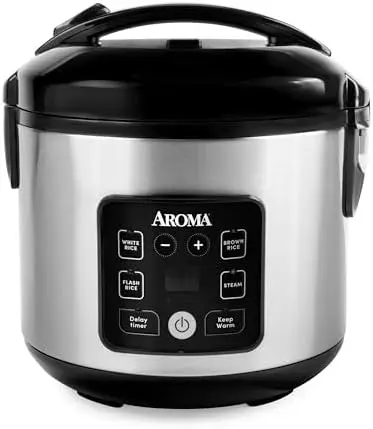 AROMA CoreCoat Digital Rice Cooker & Steamer – 8-Cup, Nonstick Ceramic, Brown Rice Ready
AROMA CoreCoat Digital Rice Cooker & Steamer – 8-Cup, Nonstick Ceramic, Brown Rice Ready
