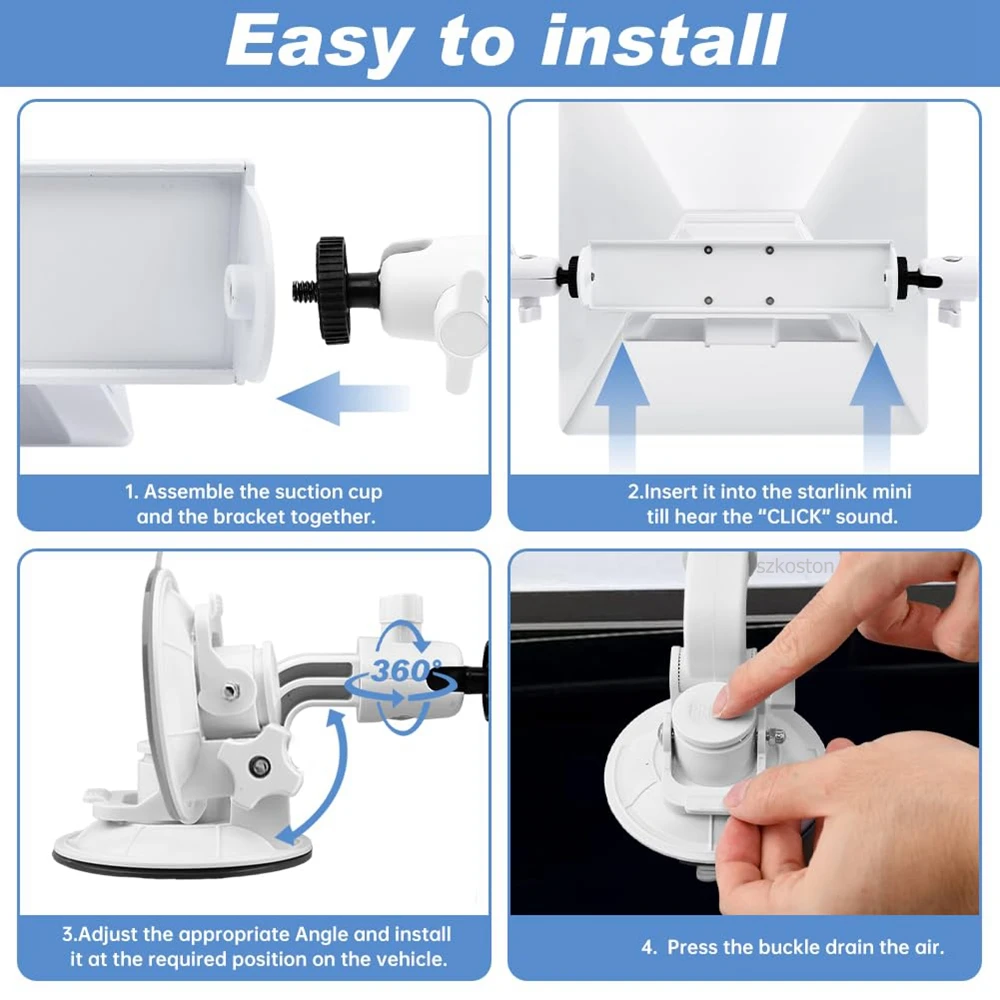For Starlink Mini Mount 360° Adjustable Suction Cup Car Mount for Interior and Exterior Glass Vehicle Roof RV Boat
For Starlink Mini Mount 360° Adjustable Suction Cup Car Mount for Interior and Exterior Glass Vehicle Roof RV Boat