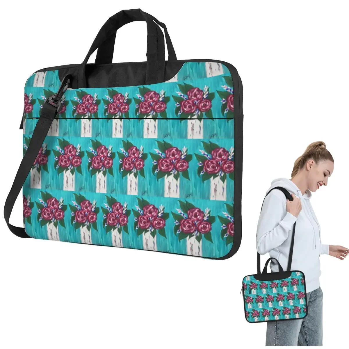 Gorgeous Rose Bouquet In Shades Of Pinks On A Teal Background Laptop Bag Case Computer Bag Resistant Protective Notebook Pouch
Gorgeous Rose Bouquet In Shades Of Pinks On A Teal Background Laptop Bag Case Computer Bag Resistant Protective Notebook Pouch