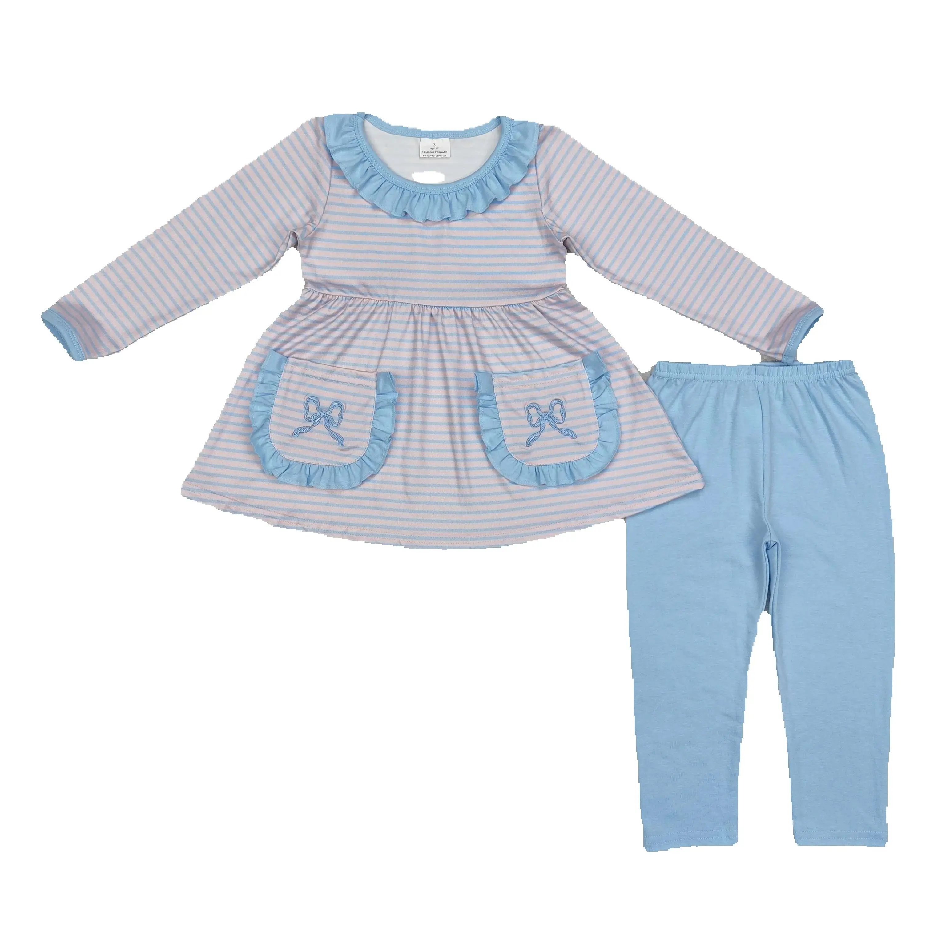 GLP1389 Kids Girls Autumn Outfit Sets Long Sleeves Embroidery blue striped lace bow Print With Trousers Children Clothes Rts
GLP1389 Kids Girls Autumn Outfit Sets Long Sleeves Embroidery blue striped lace bow Print With Trousers Children Clothes Rts
