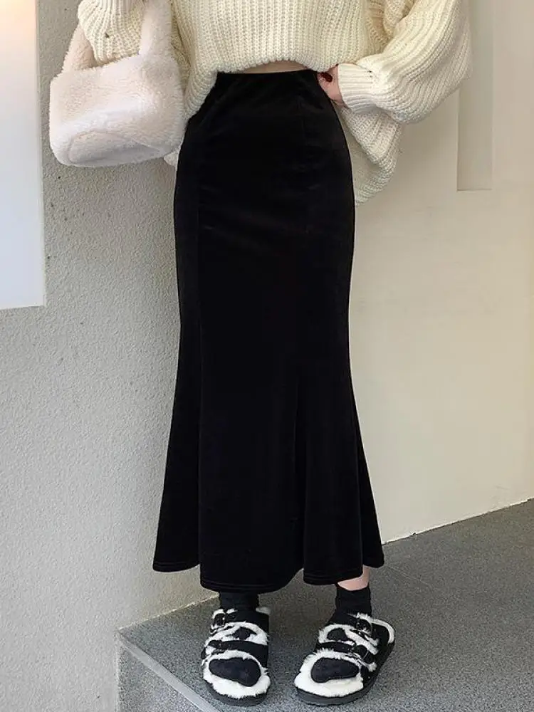 Black Fish Tail Velvet Skirt Women Mermaid Long Skirts Autumn Winter Brown Elegant High Waist A-line Bodycon Wrapped Hip Skirt
Black Fish Tail Velvet Skirt Women Mermaid Long Skirts Autumn Winter Brown Elegant High Waist A-line Bodycon Wrapped Hip Skirt
