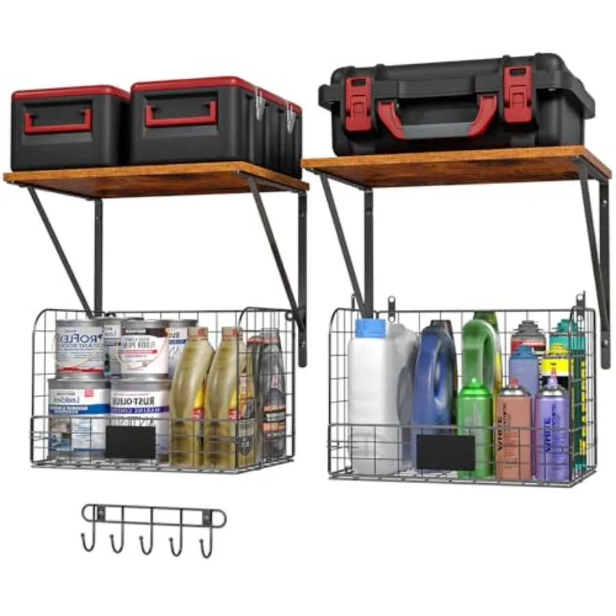 2 Pack Garage Shelves Wall Mounted with Wire Storage baskets Heavy Duty Garage Wall Shelving with Hooks en floating shelves Too
2 Pack Garage Shelves Wall Mounted with Wire Storage baskets Heavy Duty Garage Wall Shelving with Hooks en floating shelves Too
