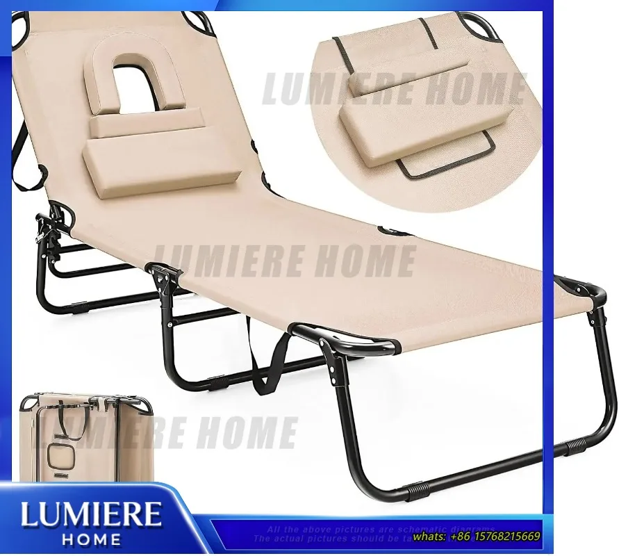 Foldable Outdoor Lounger Portable Beach Chair with 5 Adjustable Reclining Positions for Camping Patio Garden Use Beige
Foldable Outdoor Lounger Portable Beach Chair with 5 Adjustable Reclining Positions for Camping Patio Garden Use Beige