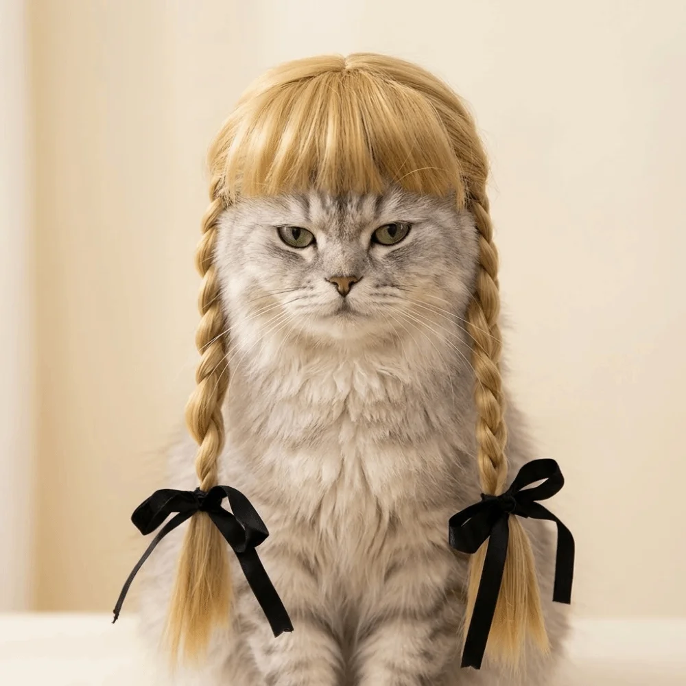 Adjustable Fit Pet Wig Braids Comfortable To Wear with Bangs Cats Dogs Cosplay Pigtails Dressing Up Reusable
Adjustable Fit Pet Wig Braids Comfortable To Wear with Bangs Cats Dogs Cosplay Pigtails Dressing Up Reusable