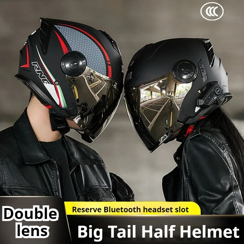 RNG Motorcycle Helmet Off-road Large Tail Wing Double Lens 3/4 Half Helmet Lightweight Electric Bike Riding Helmet Motocross
RNG Motorcycle Helmet Off-road Large Tail Wing Double Lens 3/4 Half Helmet Lightweight Electric Bike Riding Helmet Motocross