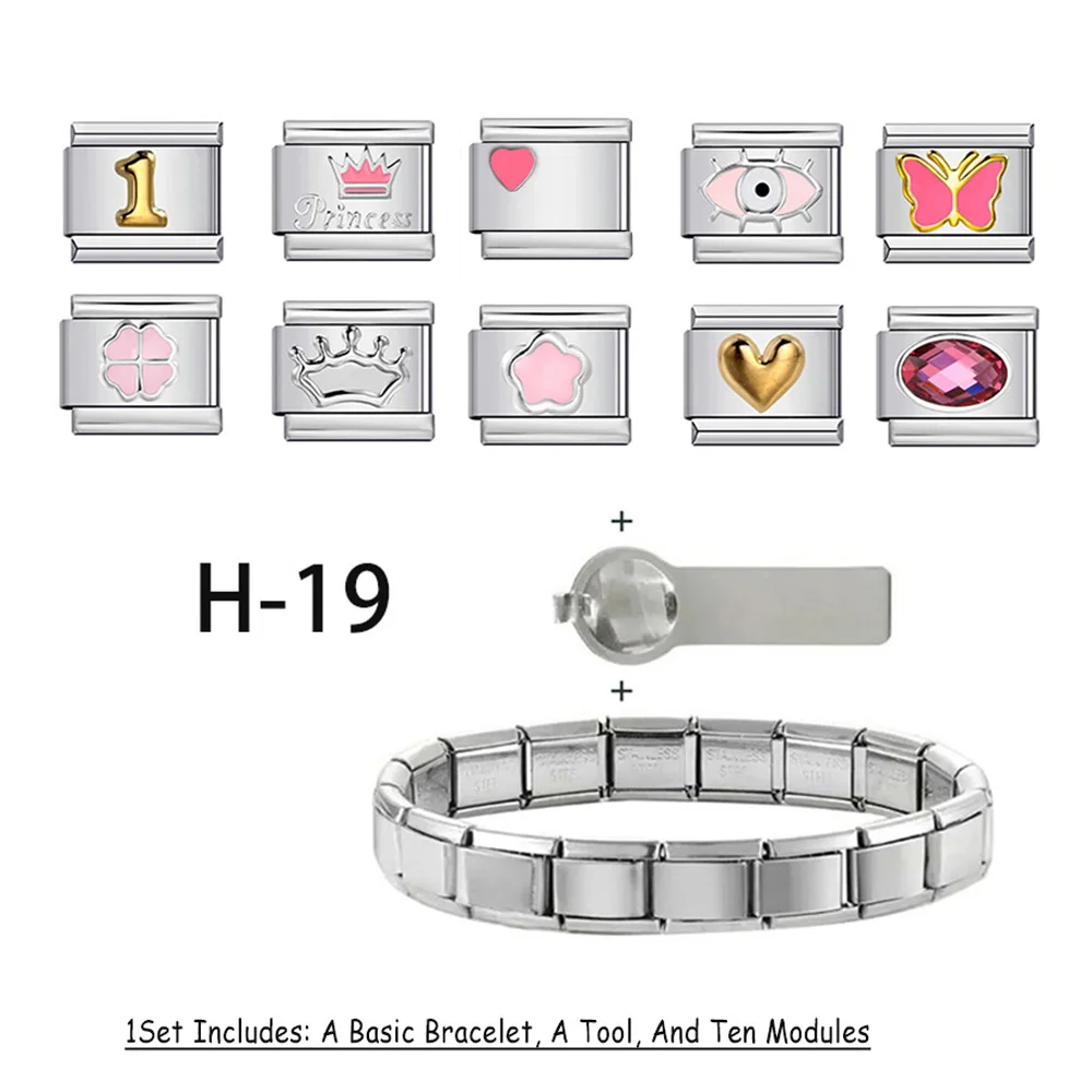 Italian Charm Bracelet with Basic Chain and Tool Set for Woman Men Birth Party Gifts Classic Modular DIY Making Jewelry Pack
Italian Charm Bracelet with Basic Chain and Tool Set for Woman Men Birth Party Gifts Classic Modular DIY Making Jewelry Pack