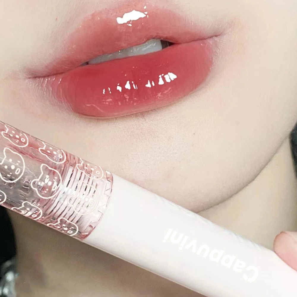 Mirror Lip Glaze Watery Lip Gloss Waterproof Moisturize Sexy Red Lip Tint Lipstick Lasting Non-stick Cup Lip Gloss Cosmetics