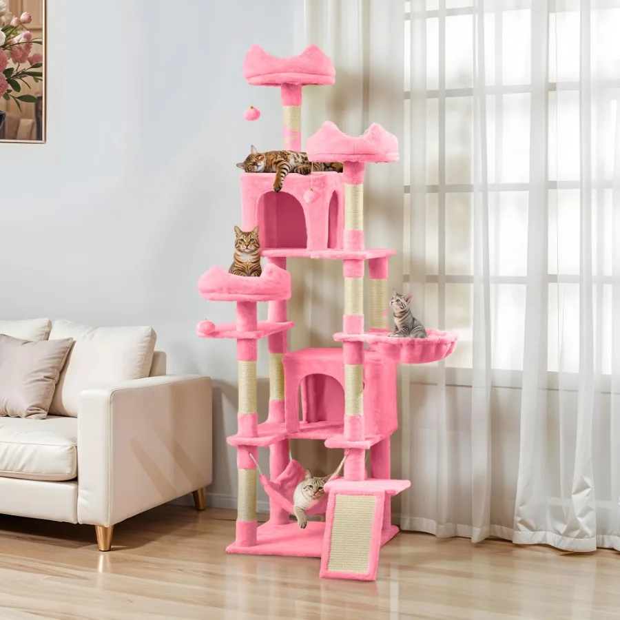 75 Multi-Level Cat Tree Tower with Sisal Ramp Scratching Posts and Cozy Hammocks for Play and Rest
75 Multi-Level Cat Tree Tower with Sisal Ramp Scratching Posts and Cozy Hammocks for Play and Rest