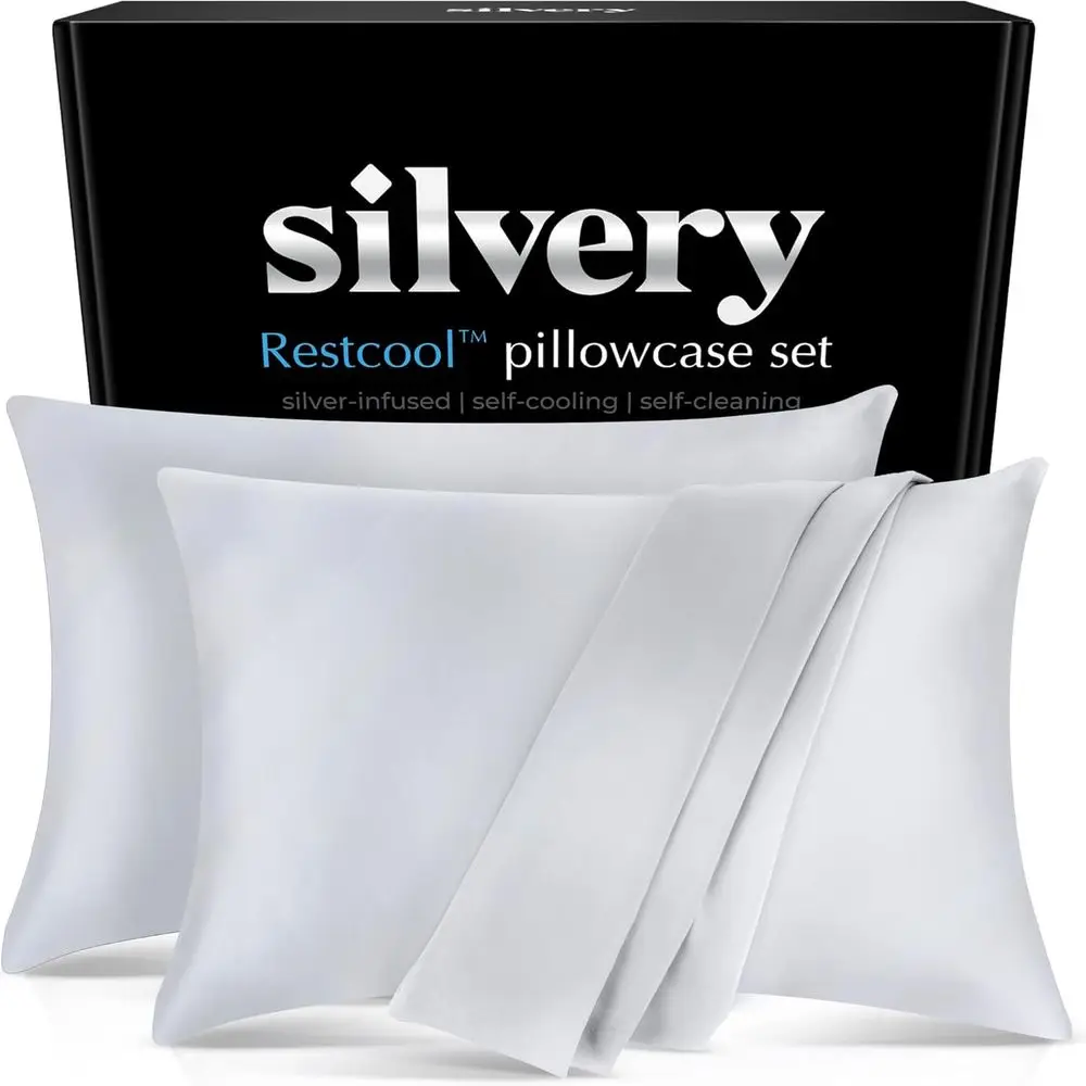 Restcool™ Silver Inused Cooling Pillowcase Set - 2 Pack Sel-Cooling Pillowcases with Technology™ or Hot Sleepers & Night Sweats
Restcool™ Silver Inused Cooling Pillowcase Set - 2 Pack Sel-Cooling Pillowcases with Technology™ or Hot Sleepers & Night Sweats