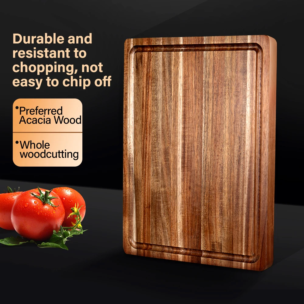 Thick Acacia Wood Cutting Board Double-sided Using Large Solid Wooden Chopping Block With Juice Groove Food-Safe Kitchen Tools
Thick Acacia Wood Cutting Board Double-sided Using Large Solid Wooden Chopping Block With Juice Groove Food-Safe Kitchen Tools