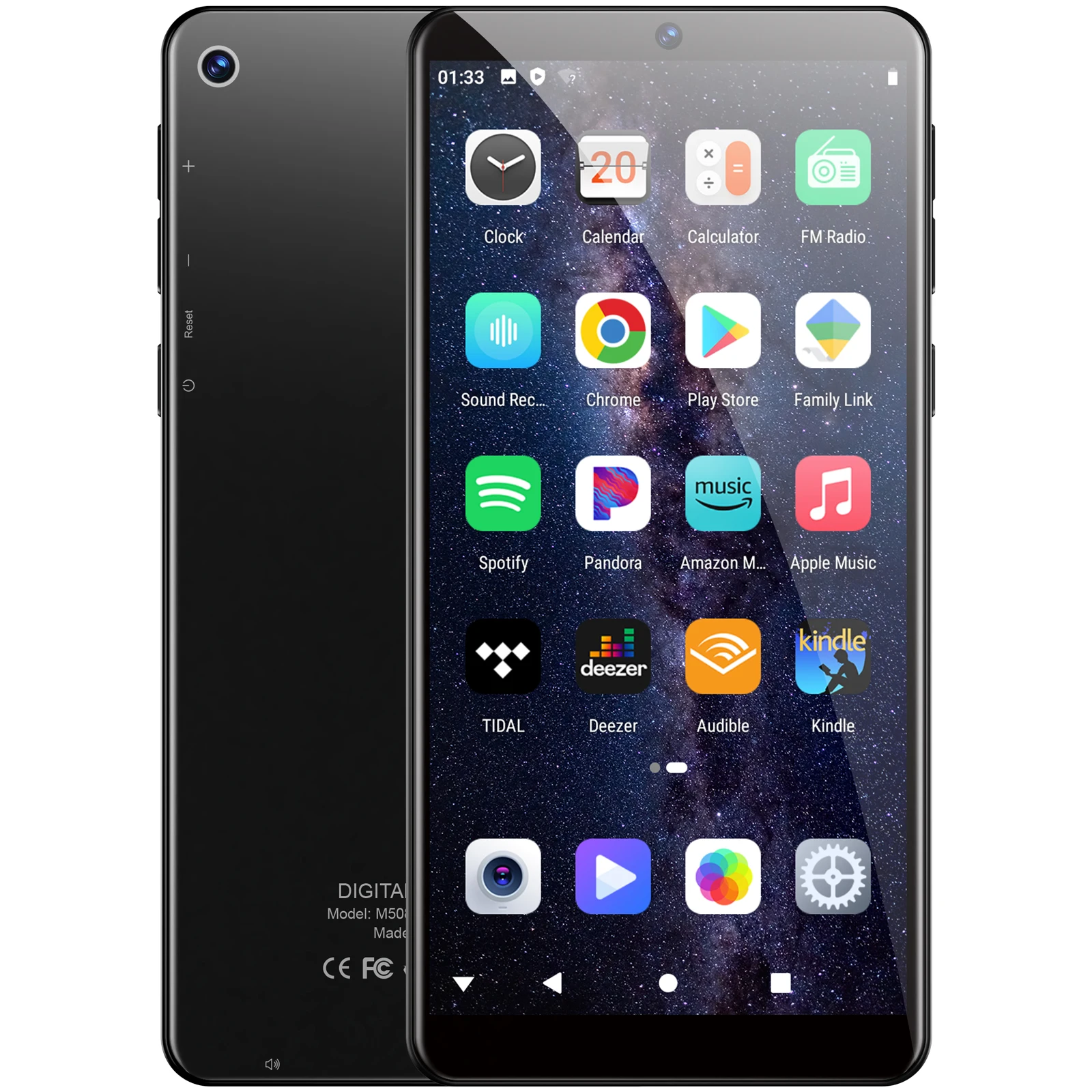 5.5" MP3 player with 13MP camera, with Bluetooth and Wi-Fi, Android 13.0, Spotify, Deezer and Play Store
5.5" MP3 player with 13MP camera, with Bluetooth and Wi-Fi, Android 13.0, Spotify, Deezer and Play Store