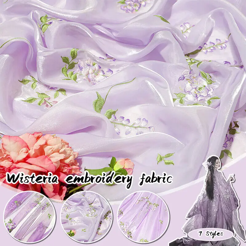 50x150cm Wisteria Embroidery Edges Designer Fabric DIY Sewing Hanfu Dress Retro Material Sewing Clothing Supplies New
50x150cm Wisteria Embroidery Edges Designer Fabric DIY Sewing Hanfu Dress Retro Material Sewing Clothing Supplies New