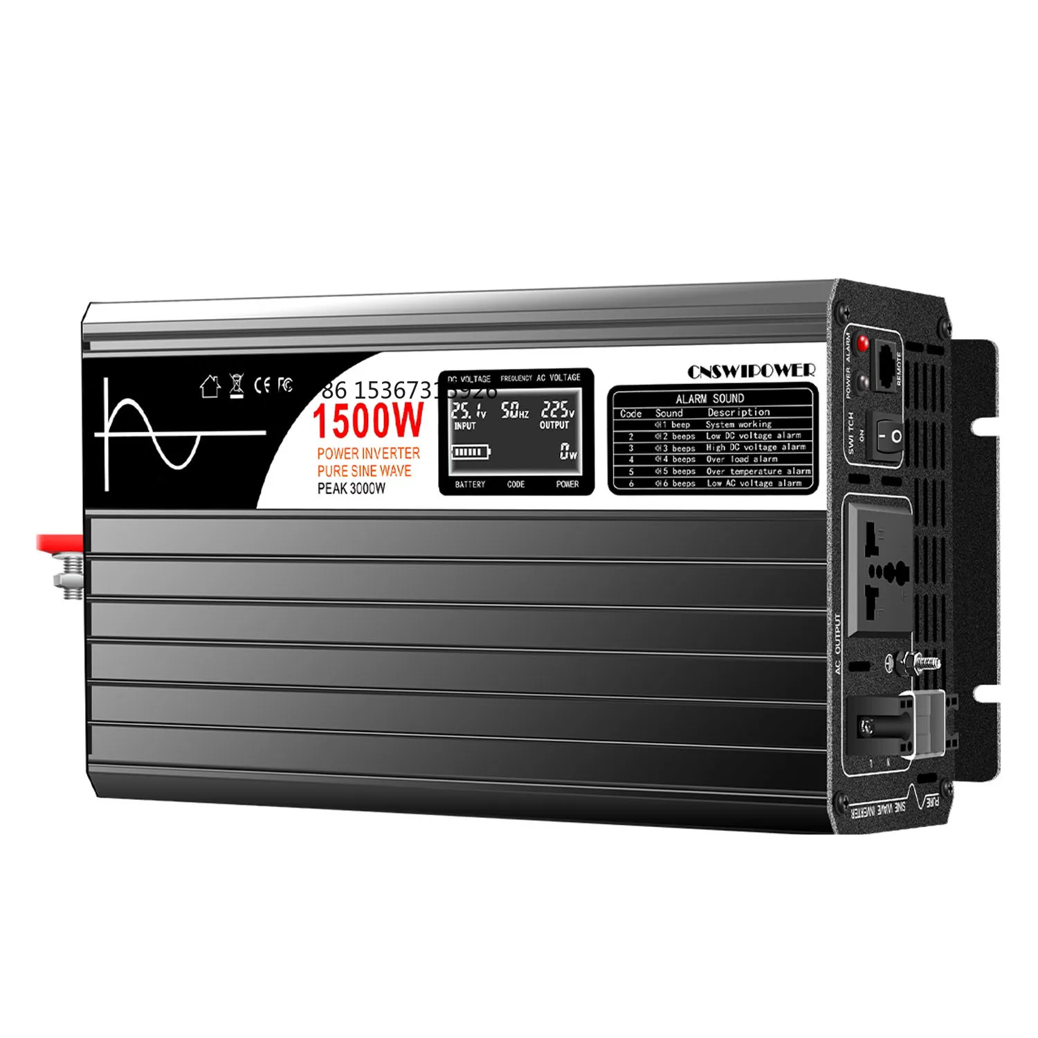 Swipower Power Inverter 12V Inverter Pure Sine Wave 110V 220V 1500W Electric Car
Swipower Power Inverter 12V Inverter Pure Sine Wave 110V 220V 1500W Electric Car