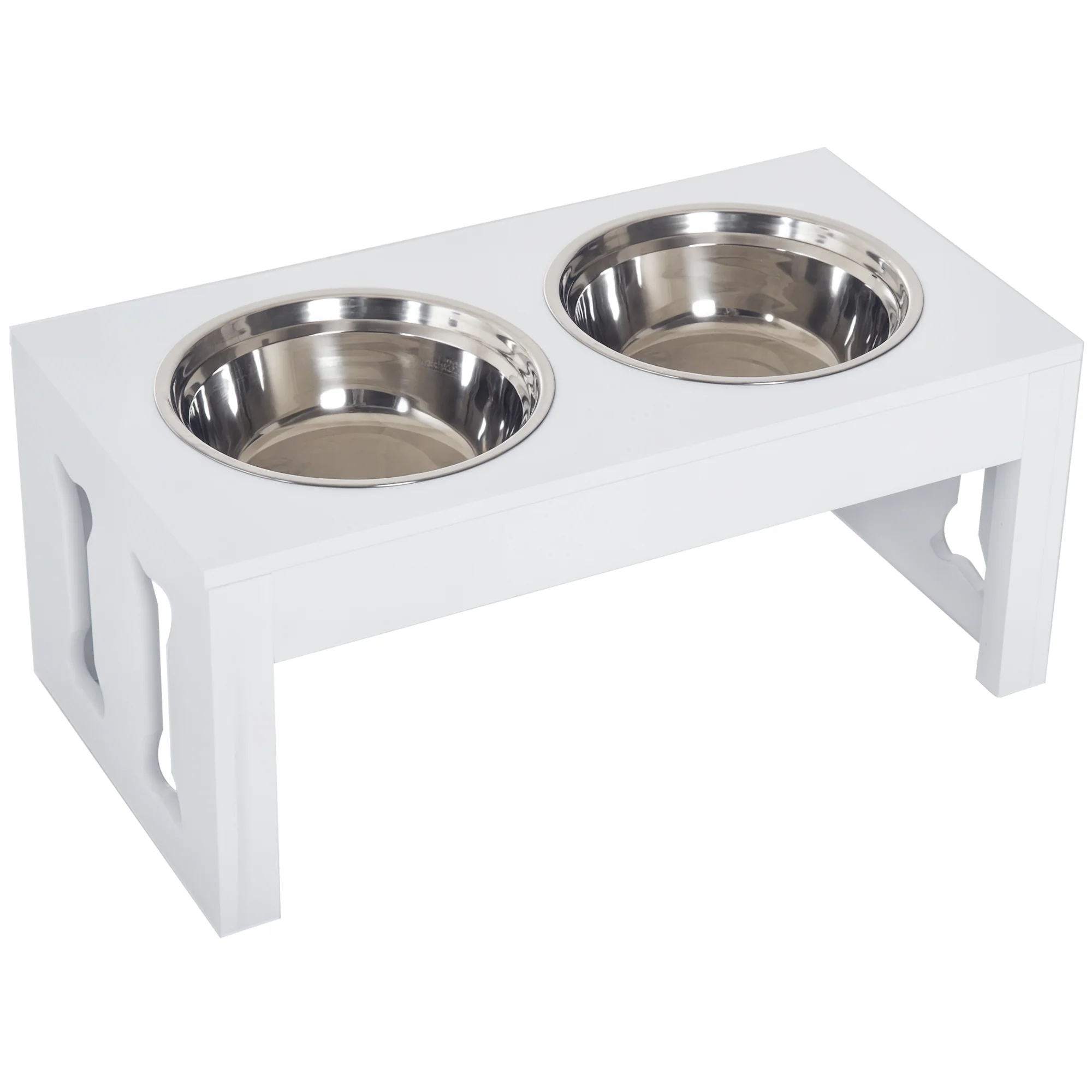 23" Modern Decorative Dog Bone Wooden Heavy Duty Pet Food Bowl Elevated Feeding Station - White
23" Modern Decorative Dog Bone Wooden Heavy Duty Pet Food Bowl Elevated Feeding Station - White