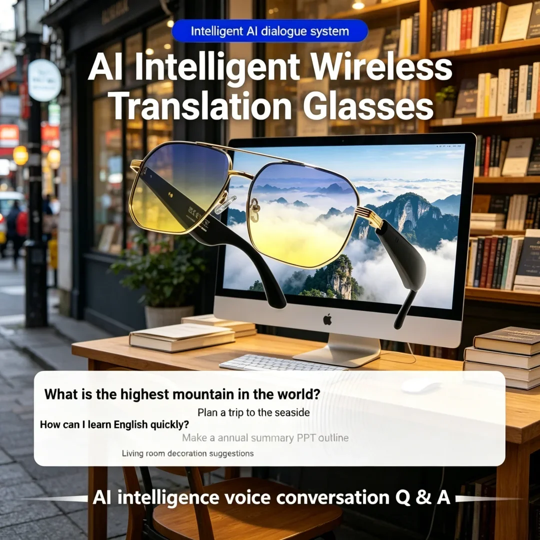 Modern AI Smart Glasses Wireless Call Headset 2 In 1 Exotic Real-time Translation Graceful Music Playing Sunglasses Powerful
Modern AI Smart Glasses Wireless Call Headset 2 In 1 Exotic Real-time Translation Graceful Music Playing Sunglasses Powerful