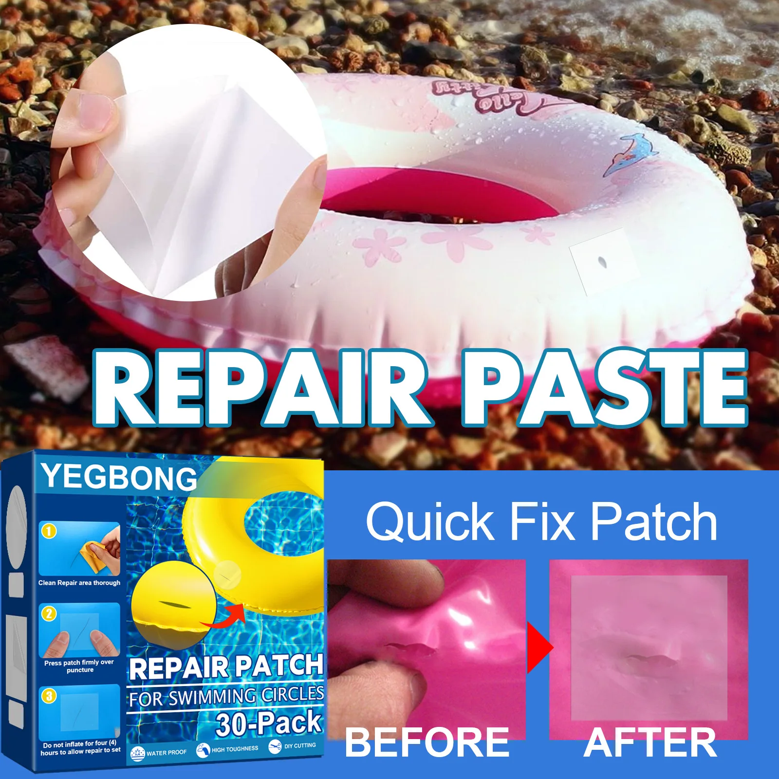 30pcs Self-Adhesive Swimming Pools Repair Patches Swimming Pool PVC Repair Kit for Swim Ring Toys Inflatable Boat Accessories
30pcs Self-Adhesive Swimming Pools Repair Patches Swimming Pool PVC Repair Kit for Swim Ring Toys Inflatable Boat Accessories