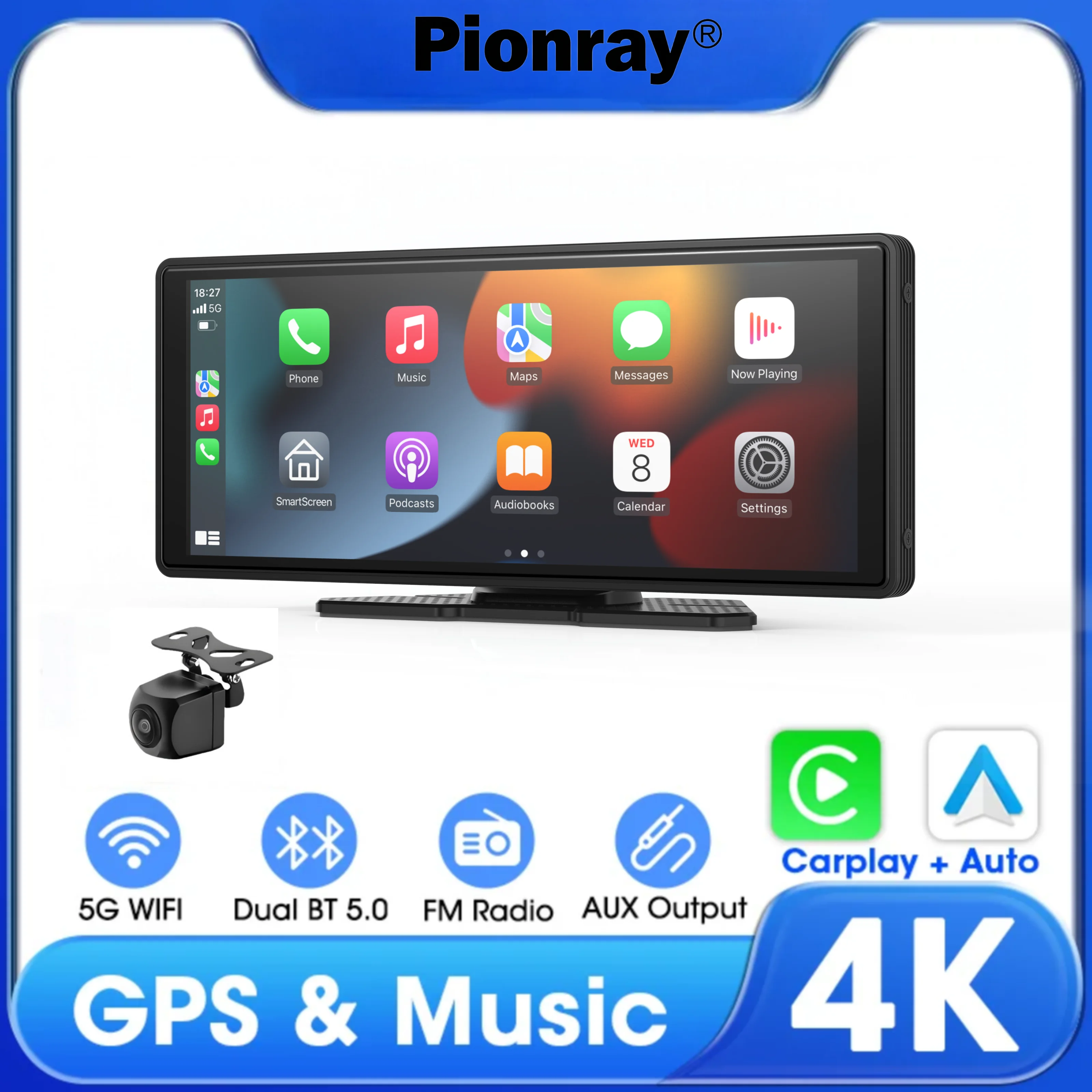 10.26" Touchscreen Wireless Apple Carplay Portable Car Stereo Android Auto Navigation with Voice Control Bluetooth MP5 Music AUX
10.26" Touchscreen Wireless Apple Carplay Portable Car Stereo Android Auto Navigation with Voice Control Bluetooth MP5 Music AUX