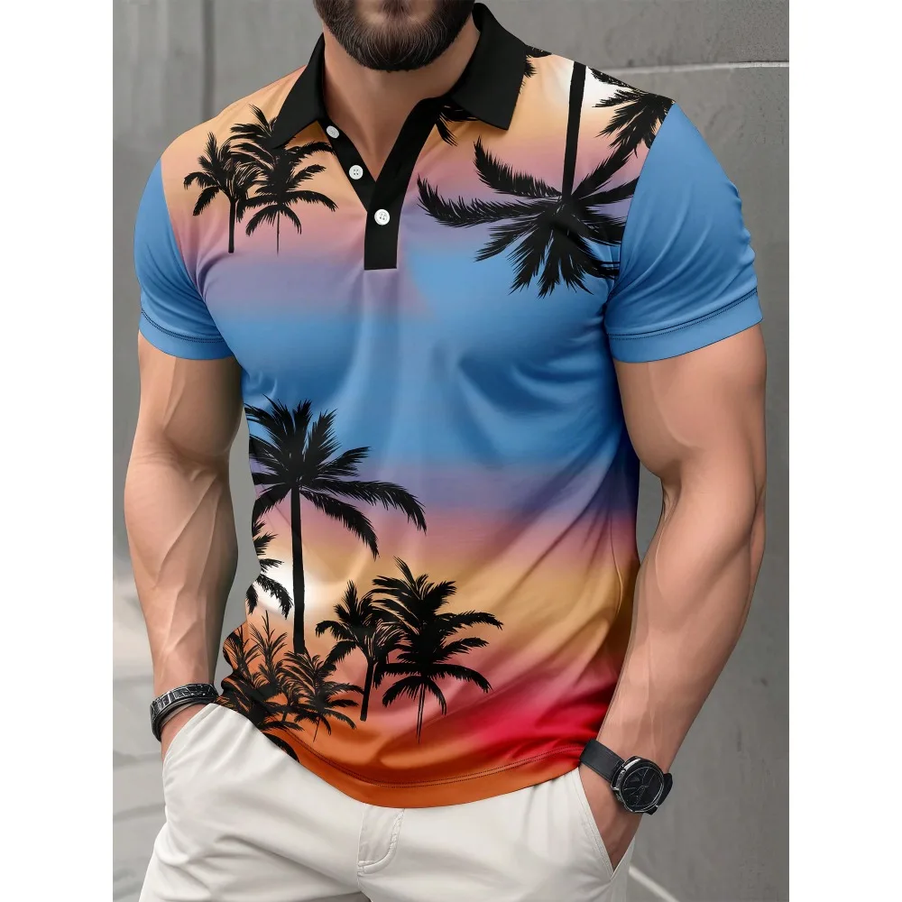 Men's Summer Palm Tree Digital Print Short Sleeve Polo Shirt
Men's Summer Palm Tree Digital Print Short Sleeve Polo Shirt